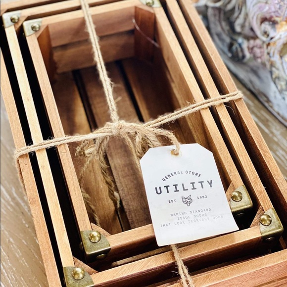 ❌SOLD❌WOOD CRATES SET OF 3-BROWN - Picture 2 of 3